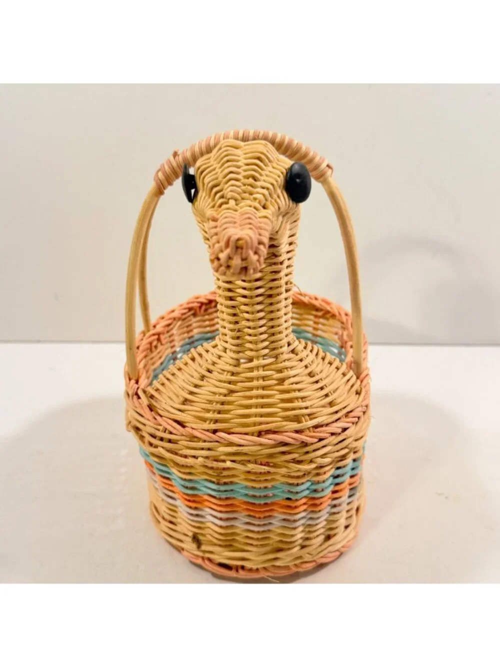 Vintage Wicker Duck Basket Garden Planter Kitchen Storage CUTE
